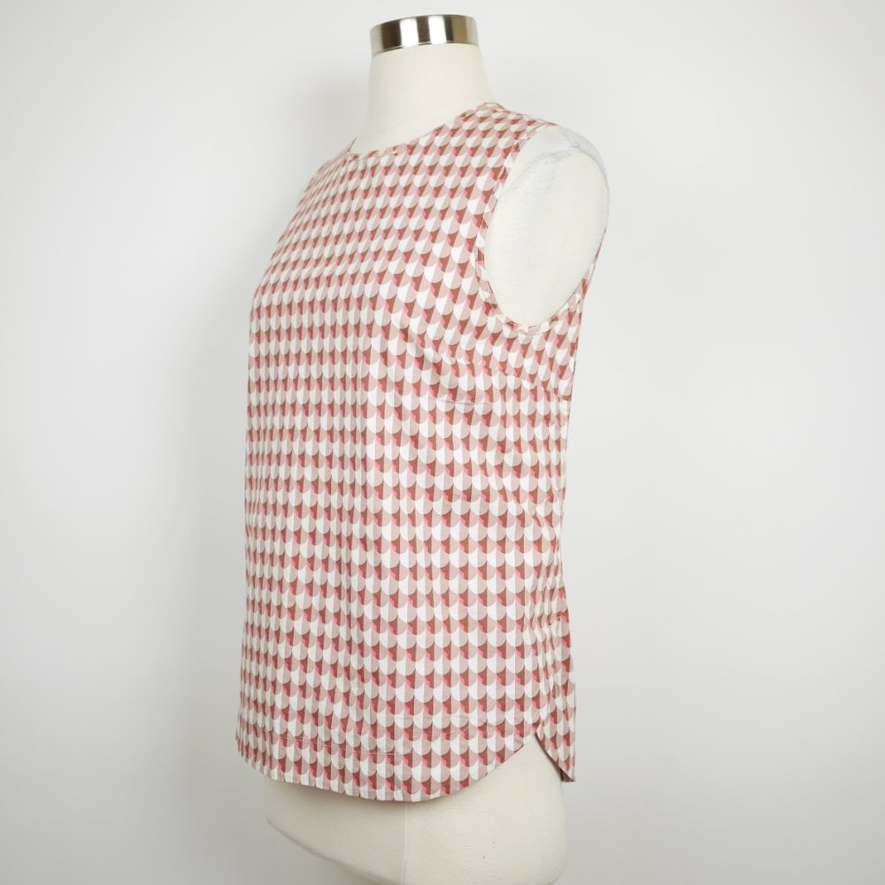 J.CREW Brown pink geometric sleeveless blouse - Picture 3 of 9